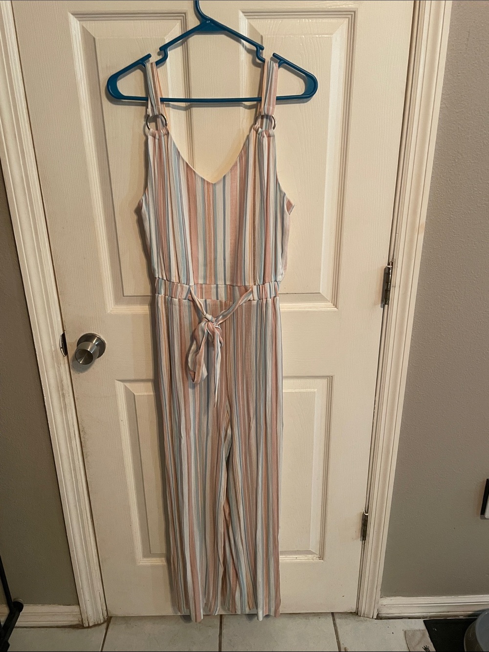 Derek Heart Pastel Vertical Stripe Sleeveless Jumpsuit